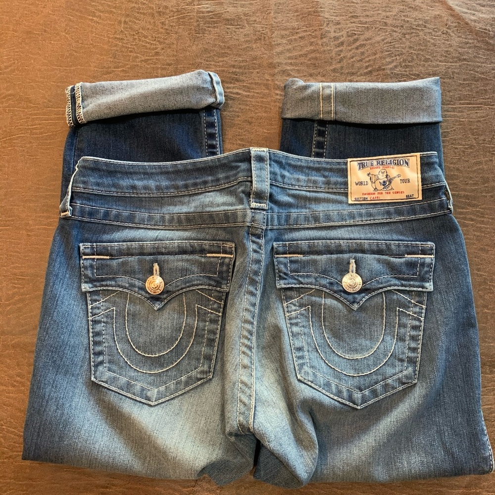 True Religion Rolled Capri Jeans